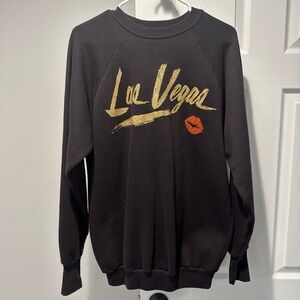 Vintage Las Vegas Sweatshirt Womens XL Signal Nevada Black Glitter